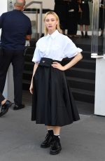 SARAH GADON Arrives at Prada Show at Milan Fashion Week 09/24/2021