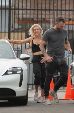 SHARNA BURGESS and Brian Austin Green Leaves DWTS Rehearsal Studio in Los Angeles 09/23/2021