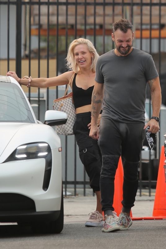 SHARNA BURGESS and Brian Austin Green Leaves DWTS Rehearsal Studio in Los Angeles 09/23/2021