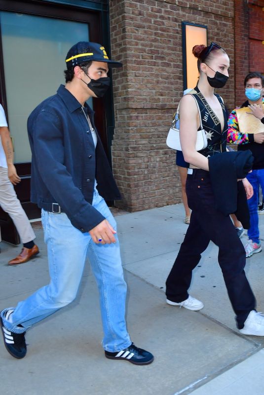 SOPHIE TURNER and Joe and Nick Jonas Head to Their Concert in New York 09/24/2021