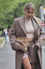 VERONICA FERRARO Arrives at Fendi Show at Milan Fashion Week 09/22/2021