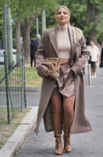VERONICA FERRARO Arrives at Fendi Show at Milan Fashion Week 09/22/2021