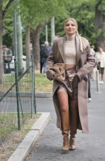 VERONICA FERRARO Arrives at Fendi Show at Milan Fashion Week 09/22/2021