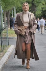 VERONICA FERRARO Arrives at Fendi Show at Milan Fashion Week 09/22/2021