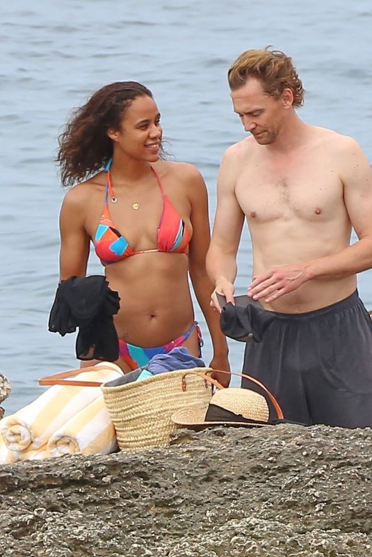 ZAWE ASHTON and Tom Hiddleston at a Beach in Ibiza 09/13/2021