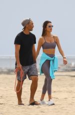 ALESSANDRA AMBROSIO and Richard Lee Kissing at a Beach in Santa Monica 10/07/2021