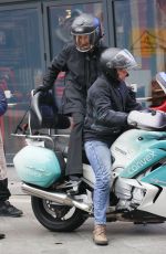 AMANDA HOLDEN Leaves Heart Radio on Limo Bike in London 10/15/2021