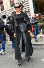 AMINA MUADDI Arrives at Loewe Spring/Summer 2022 Show at Paris Fashion Week 10/01/2021