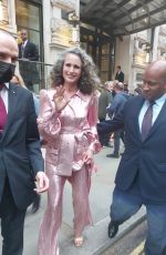 ANDIE MACDOWELL Leaves Her Hotel in London 10/07/2021