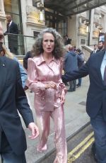 ANDIE MACDOWELL Leaves Her Hotel in London 10/07/2021