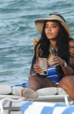 ANGELA SIMMONS in Bikini at a Beach in Miami 10/17/2021
