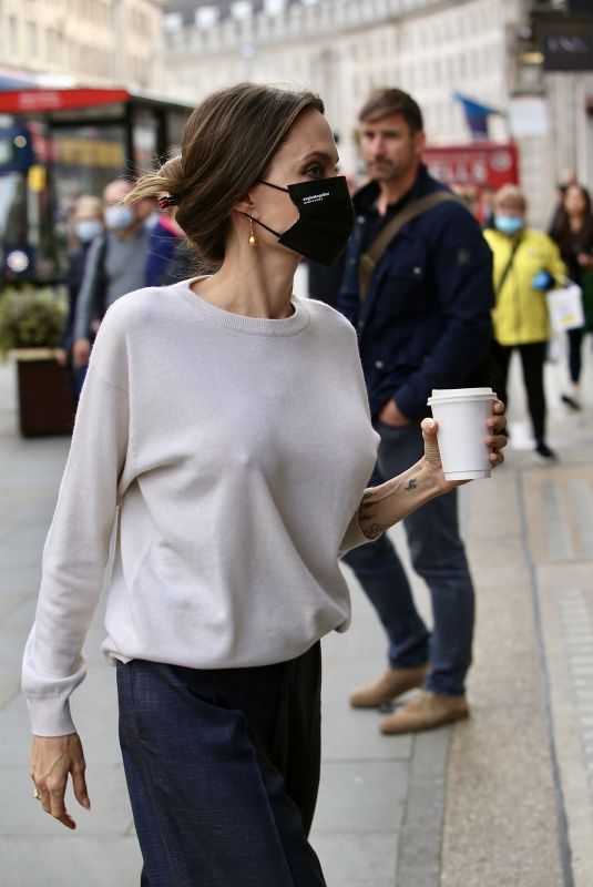 ANGELINA JOLIE Out Shopping in Central London 10/28/2021