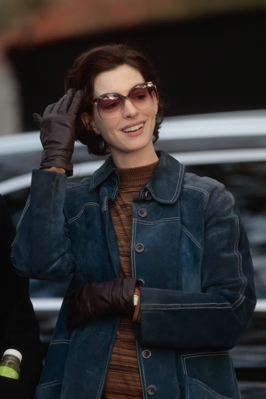 ANNE HATHAWAY on the Set of Armageddon Time in New York 10/27/2021