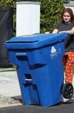 ARIEL WINTER Putting Out Recycled Trash Can in Los Angeles 10/05/2021