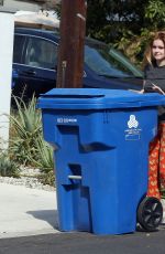 ARIEL WINTER Putting Out Recycled Trash Can in Los Angeles 10/05/2021