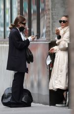 ASHLEY and MARY KATE OLSEN at Smoke Break Outside of Their Offices in New York 10/25/2021