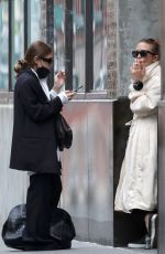 ASHLEY and MARY KATE OLSEN at Smoke Break Outside of Their Offices in New York 10/25/2021