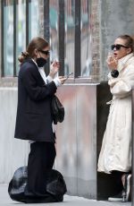 ASHLEY and MARY KATE OLSEN at Smoke Break Outside of Their Offices in New York 10/25/2021