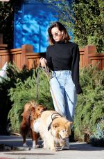 AUBREY PLAZA Out with Her Dogs in Los Feliz 10/19/2021