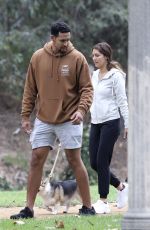 BECCA KUFRIN and Thomas Jacobs Out with Their Dogs at a Dog Park in Los Angeles 10/07/2021