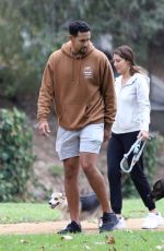 BECCA KUFRIN and Thomas Jacobs Out with Their Dogs at a Dog Park in Los Angeles 10/07/2021