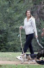 BECCA KUFRIN and Thomas Jacobs Out with Their Dogs at a Dog Park in Los Angeles 10/07/2021