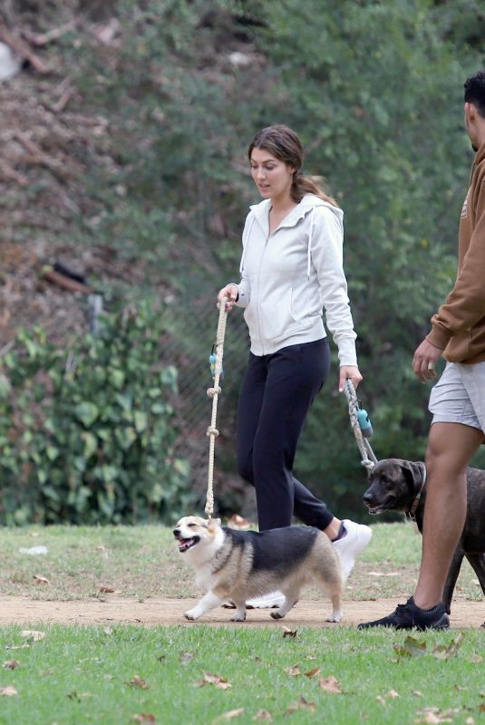 BECCA KUFRIN and Thomas Jacobs Out with Their Dogs at a Dog Park in Los Angeles 10/07/2021