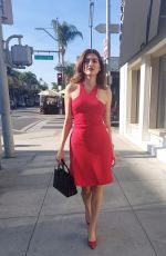 BLANCA BLANCO in a Red Dress Out in Beverly Hills 10/02/2021