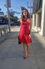 BLANCA BLANCO in a Red Dress Out in Beverly Hills 10/02/2021