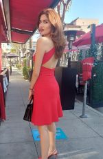 BLANCA BLANCO in a Red Dress Out in Beverly Hills 10/02/2021