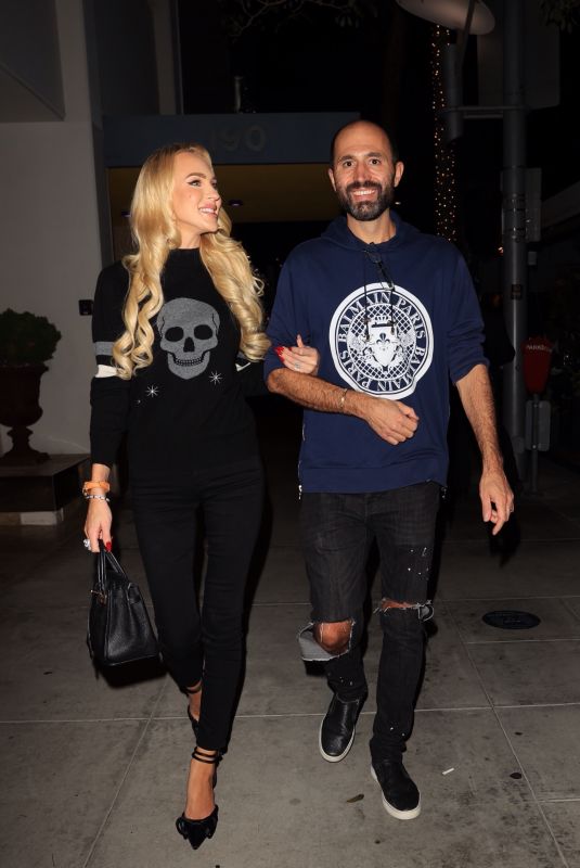 CHRISTINE QUINN and Christian Richard at Spago in Beverly Hills 10/03/2021