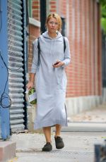 CLAIRE DANES in a Grey Hoodie Dress Out in New York 10/25/2021