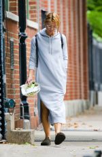 CLAIRE DANES in a Grey Hoodie Dress Out in New York 10/25/2021