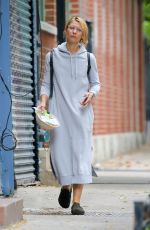 CLAIRE DANES in a Grey Hoodie Dress Out in New York 10/25/2021