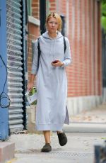 CLAIRE DANES in a Grey Hoodie Dress Out in New York 10/25/2021