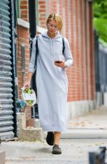 CLAIRE DANES in a Grey Hoodie Dress Out in New York 10/25/2021