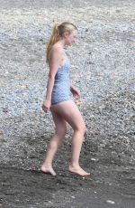 DAKOTA FANNING in a Retro Swimsuit on the Set of Ripley on Amalfi Coast 10/20/2021