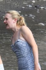 DAKOTA FANNING in a Retro Swimsuit on the Set of Ripley on Amalfi Coast 10/20/2021