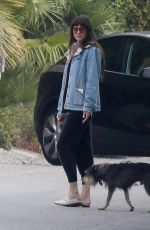 DAKOTA JOHNSON Out with Her Dog in Malibu 10/30/2021