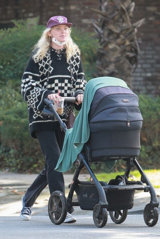 ELSA OSK Out with Her Baby Near Her Home in Pasadena 10/30/2021