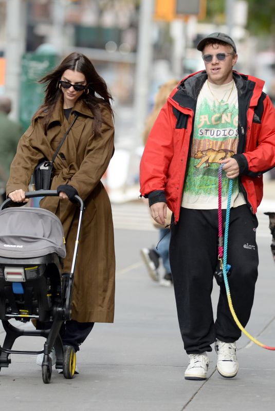 EMILY RATAJKOWSKI and Sebastian Bear McClard Out with Their Baby and Dog in New York 10/30/2021