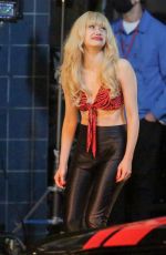 EMMY ROSSUM at Angelyne Set in Los Angeles 10/22/2021