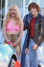EMMY ROSSUM on the Set of Angelyne in Los Angeles 10/26/2021