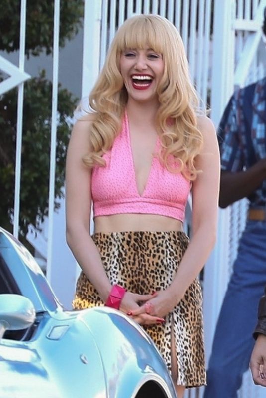 EMMY ROSSUM on the Set of Angelyne in Los Angeles 10/26/2021