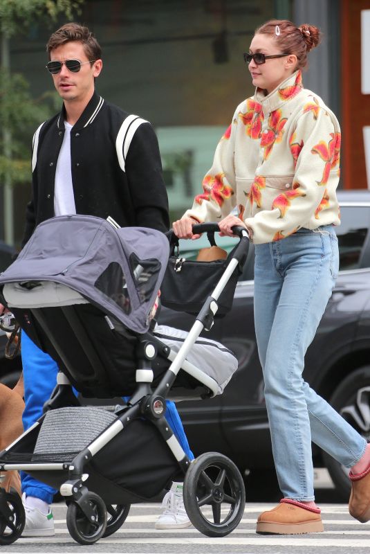 GIGI HADID Out with Her Daughter and Friend Antoni Porowski in New York 10/23/2021