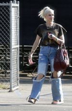 GWEN STEFANI in Ripped Jeans Out in Los Angeles 09/30/2021