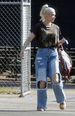 GWEN STEFANI in Ripped Jeans Out in Los Angeles 09/30/2021