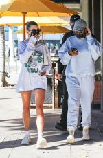 HAILEY BIEBER and JUSTINE SKYE Out for Lunch at Honor Bar in Beverly Hills 10/28/2021