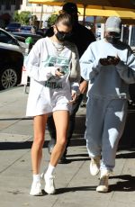 HAILEY BIEBER and JUSTINE SKYE Out for Lunch at Honor Bar in Beverly Hills 10/28/2021