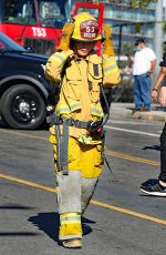 JENNA DEWAN as a Firefighter on the set of The Rookie in Los Angeles 10/26/2021